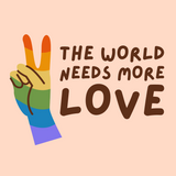 Premium soft tee with rainbow hand and peace sign, promoting kindness and unity with 