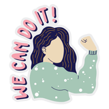 We Can Do It Mug with playful lettering and an uplifting hand-drawn figure in pastel colors.