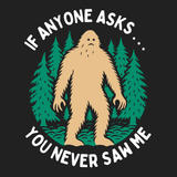 Graphic of Bigfoot among trees with the text: 