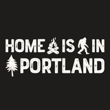 Home is in Portland Weekender Bag design featuring Bigfoot, campfire, and tree icons.