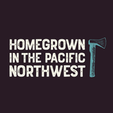 Homegrown in the Pacific Northwest Weekender Bag design featuring a rugged axe symbolizing lumberjack spirit.