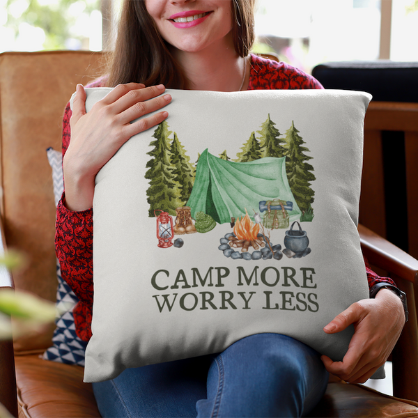 Camp More Worry Less Square Accent Pillow