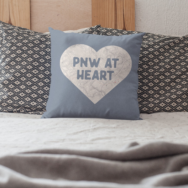 Heart of the PNW (Map Print) Square Accent Pillow
