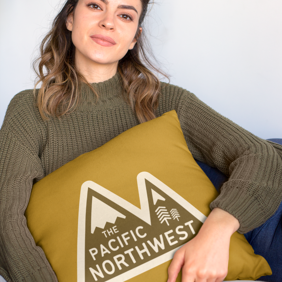 Pacific Northwest Heights Mountain Square Accent Pillow