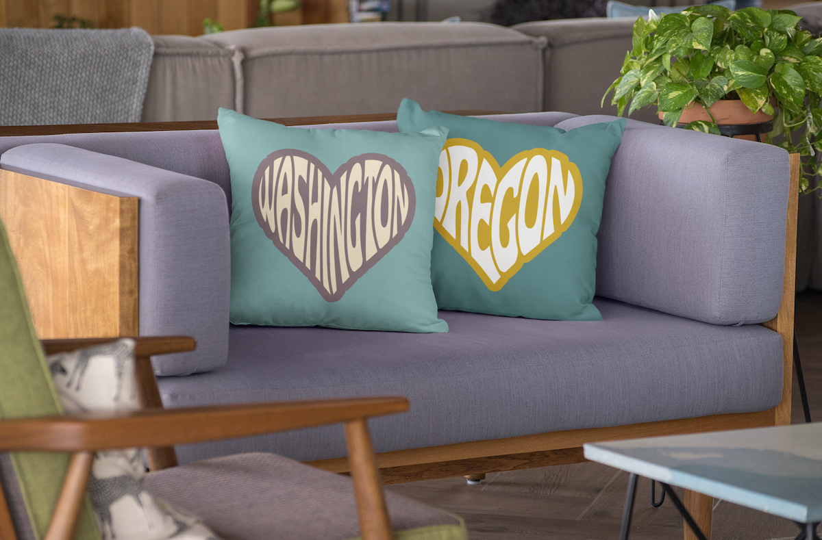 Washington State of Mind Typography Square Accent Pillow
