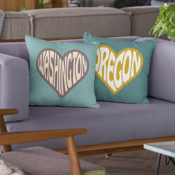 Oregon State of Mind Typography Square Accent Pillow