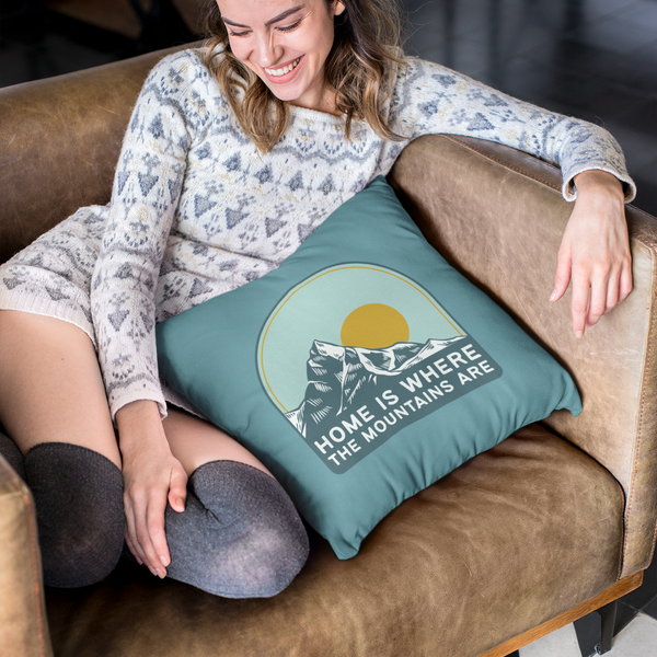 Home is Where the Mountains Are Square Accent Pillow