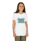 Child wearing Someone in Oregon Loves Me Premium Soft Kids Tee, showcasing love from Oregon.