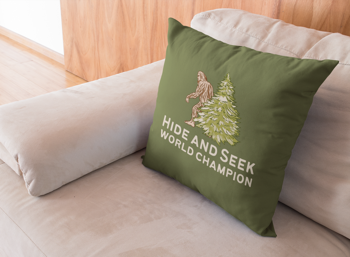 Bigfoot Hide and Seek World Champion Square Accent Pillow