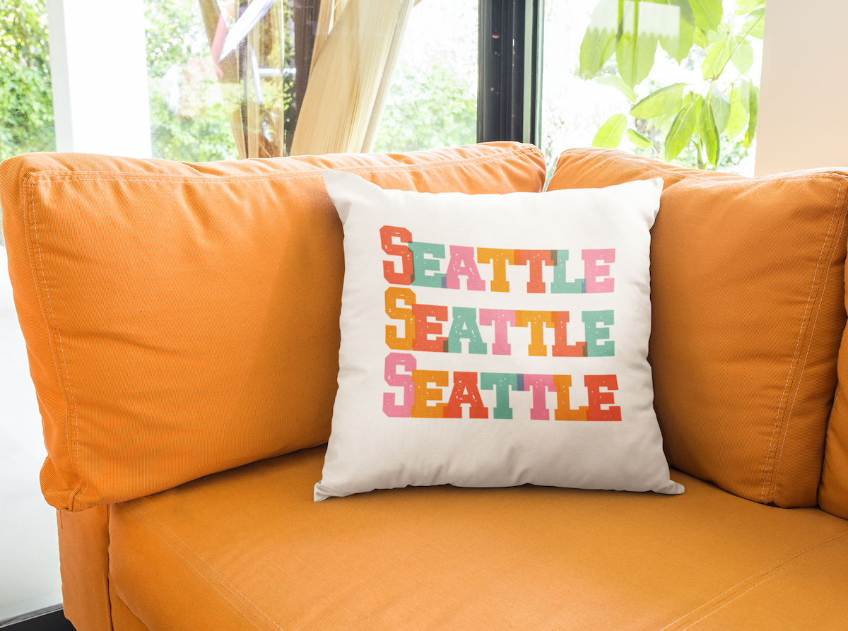 Bold and Bright Seattle Trio Colorful Square Accent Pillow
