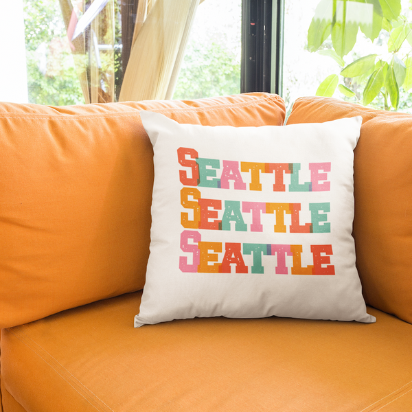 Bold and Bright Seattle Trio Colorful Square Accent Pillow