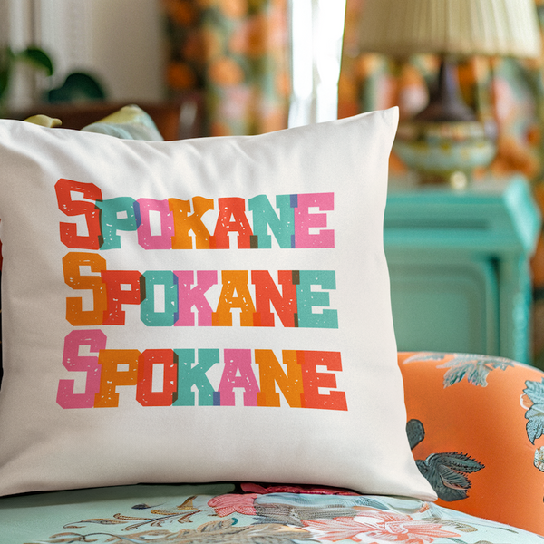 Bold and Bright Spokane Trio Colorful Square Accent Pillow