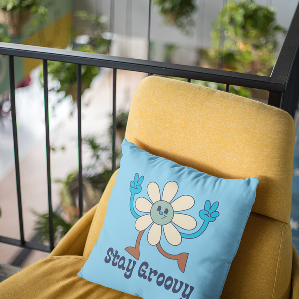 Stay Groovy Peace Flower Square Accent Pillow